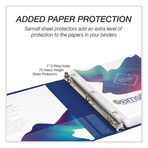 Image of Samsill® Durable D-Ring View Binders, 3 Rings, 1" Capacity, 11 x 8.5, Black/Blue/Green/Red, 4/Pack
