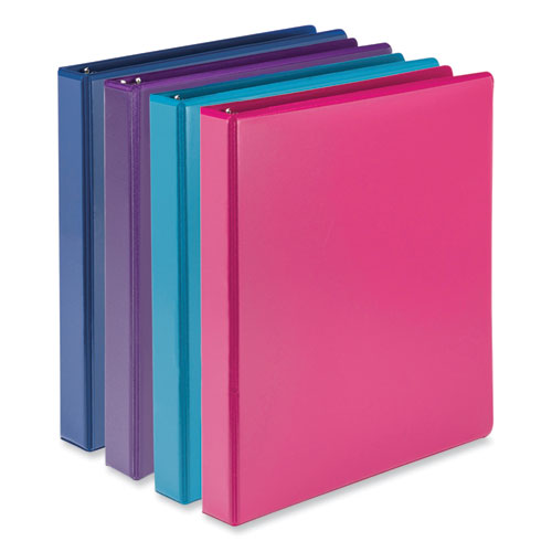 Image of Samsill® Durable D-Ring View Binders, 3 Rings, 1" Capacity, 11 x 8.5, Blueberry/Blue Coconut/Dragonfruit/Purple, 4/Pack