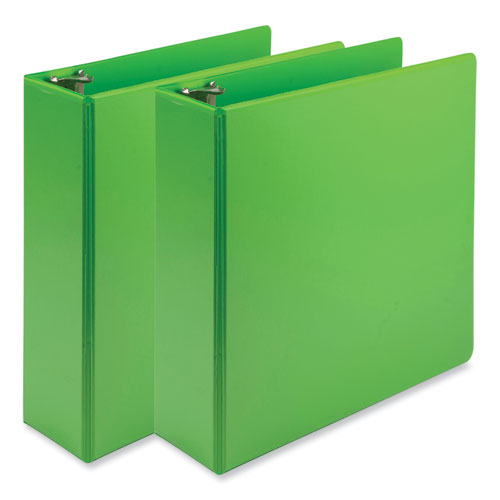 Image of Samsill® Earth's Choice Plant-Based Economy Round Ring View Binders, 3 Rings, 3" Capacity, 11 x 8.5, Lime, 2/Pack