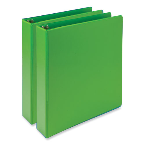 Image of Samsill® Earth's Choice Plant-Based Economy Round Ring View Binders, 3 Rings, 1.5" Capacity, 11 x 8.5, Lime, 2/Pack