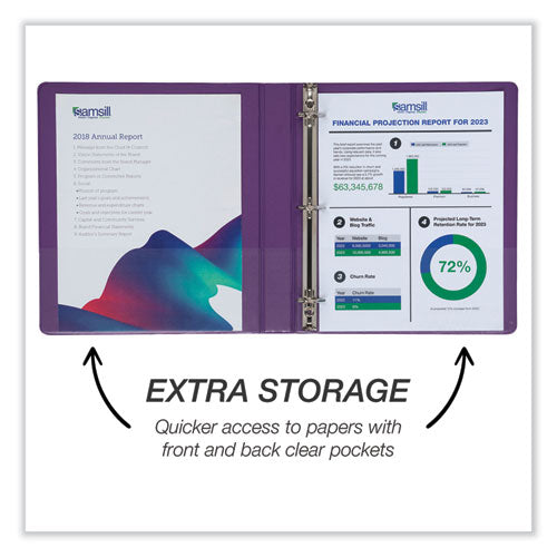Image of Samsill® Durable D-Ring View Binders, 3 Rings, 1" Capacity, 11 x 8.5, Blueberry/Blue Coconut/Dragonfruit/Purple, 4/Pack