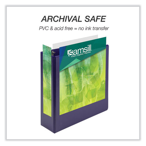 Image of Samsill® Earth's Choice Plant-Based Economy Round Ring View Binders, 3 Rings, 3" Capacity, 11 x 8.5, Purple, 2/Pack