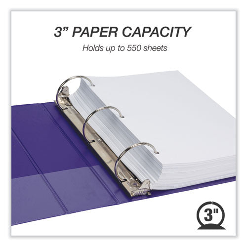 Image of Samsill® Earth's Choice Plant-Based Economy Round Ring View Binders, 3 Rings, 3" Capacity, 11 x 8.5, Purple, 2/Pack