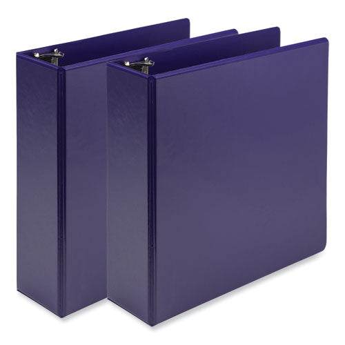 Image of Samsill® Earth's Choice Plant-Based Economy Round Ring View Binders, 3 Rings, 3" Capacity, 11 x 8.5, Purple, 2/Pack