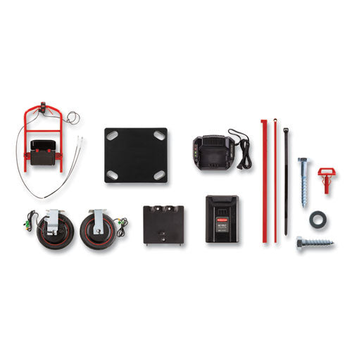 Image of Rubbermaid® Commercial Motorized Kit For 24" X 48" Platform Trucks, Medium, Dc Motor, 60 V Lithium-Ion Battery, 0.5 Mph To 3 Mph, Black/red