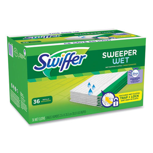 Image of Swiffer® Wet Refill Cloths, 10 x 8, Lavender Vanilla and Comfort, White, 36/Carton