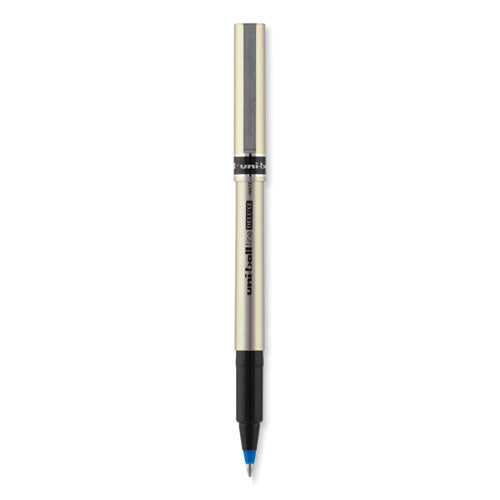 Image of uniball® Deluxe Rollerball Pen, Stick, Fine 0.7 mm, Blue Ink, Champagne/Black/Blue Barrel, Dozen