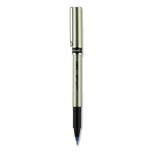Image of uniball® Deluxe Rollerball Pen, Stick, Fine 0.7 mm, Blue Ink, Champagne/Black/Blue Barrel, Dozen