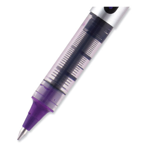 Image of uniball® VISION Rollerball Pen, Stick, Fine 0.7 mm, Violet Ink, Silver/Violet/Clear Barrel, Dozen