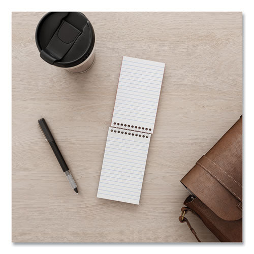 Image of Universal® Wirebound Memo Pad With Coil-Lock Wire Binding, Narrow Rule, Orange Cover, 50 White 3 X 5 Sheets, 12/pack