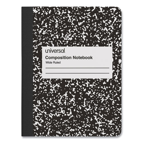 Image of Universal® Composition Book, Wide/Legal Rule, Black Marble Cover, (100) 9.75 x 7.5 Sheets, 6/Pack