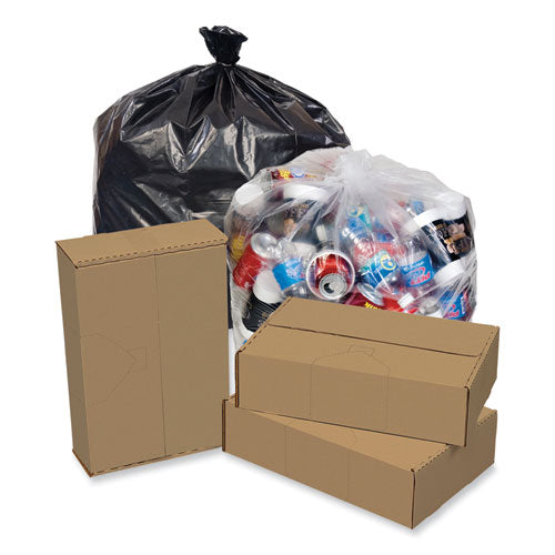 Image of Pitt Plastics Eco Strong Plus Can Liners, 40 gal, 1.7 mil, 40" x 46", Black, Perforated Roll, 100/Carton