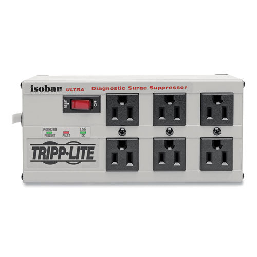 Image of Tripp Lite by Eaton Isobar Surge Protector, 6 AC Outlets, 6 ft Cord, 3,330 J, Light Gray