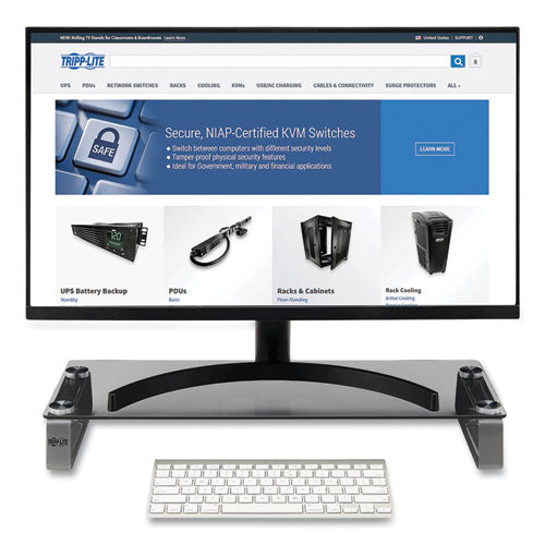 Image of Tripp Lite by Eaton Universal Glass-Top Monitor Riser, 22" X 8" X 3", Clear, Supports 3.9 Lbs