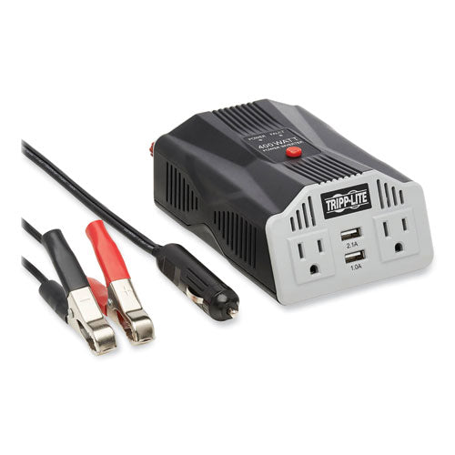 Image of Tripp Lite by Eaton PowerVerter Ultra-Compact Car Inverter, 400 W, Two AC Outlets/Two USB Ports, 3.1 A