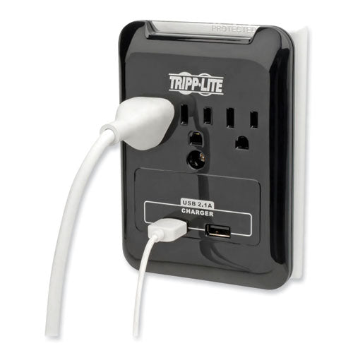 Image of Tripp Lite by Eaton Protect It! Surge Protector, 3 AC Outlets/2 USB Ports, 540 J, Black