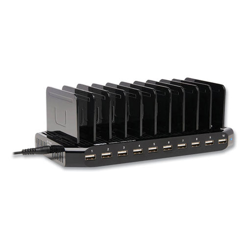 Image of Tripp Lite by Eaton Desktop Charging Station with Adjustable Storage, 10 Devices, 9.4 x 4.7 x 1, Black