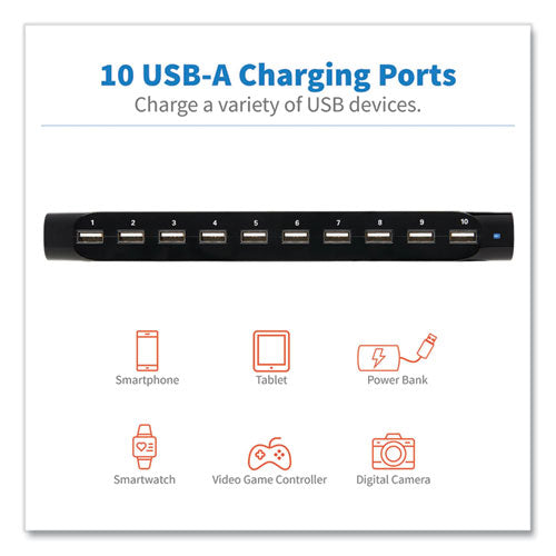 Image of Tripp Lite by Eaton Desktop Charging Station with Adjustable Storage, 10 Devices, 9.4 x 4.7 x 1, Black