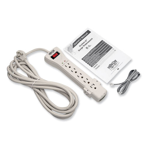 Image of Tripp Lite by Eaton Protect It! Surge Protector, 7 AC Outlets, 15 ft Cord, 2,520 J, Light Gray