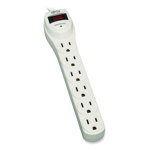 Image of Tripp Lite by Eaton Protect It! Home Computer Surge Protector, 6 AC Outlets, 2 ft Cord, 180 J, Light Gray