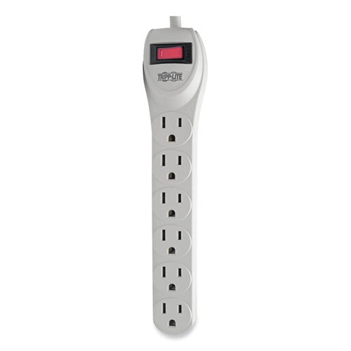 Image of Tripp Lite by Eaton Protect It! Home Computer Surge Protector, 6 AC Outlets, 2 ft Cord, 180 J, Light Gray
