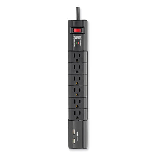 Image of Tripp Lite by Eaton Protect It! Surge Protector, 6 AC Outlets/2 USB Ports, 8 ft Cord, 1,080 J, Black