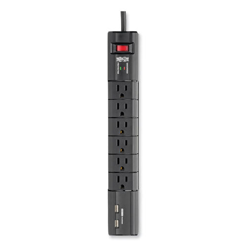 Image of Tripp Lite by Eaton Protect It! Surge Protector, 6 AC Outlets/2 USB Ports, 8 ft Cord, 1,080 J, Black