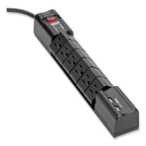 Image of Tripp Lite by Eaton Protect It! Surge Protector, 6 AC Outlets/2 USB Ports, 8 ft Cord, 1,080 J, Black