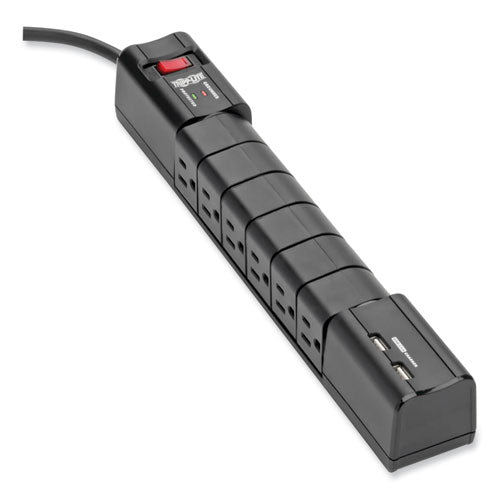 Image of Tripp Lite by Eaton Protect It! Surge Protector, 6 AC Outlets/2 USB Ports, 8 ft Cord, 1,080 J, Black