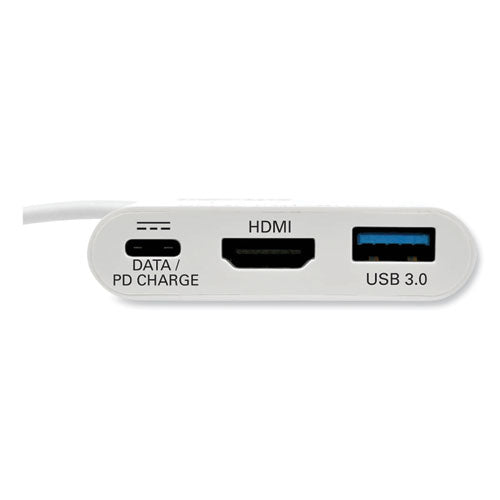 Image of Tripp Lite by Eaton USB 3.1 Gen 1 USB-C to HDMI 4K Adapter, USB-A/USB-C PD Charging Ports, 3", White