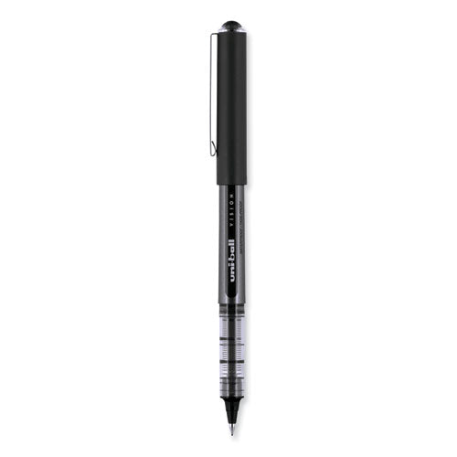 Image of uniball® VISION Rollerball Pen, Stick, Bold 1 mm, Black Ink, Gray/Black/Clear Barrel, Dozen