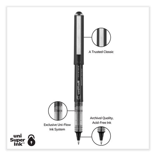 Image of uniball® VISION Rollerball Pen, Stick, Bold 1 mm, Black Ink, Gray/Black/Clear Barrel, Dozen
