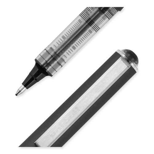 Image of uniball® VISION Rollerball Pen, Stick, Bold 1 mm, Black Ink, Gray/Black/Clear Barrel, Dozen