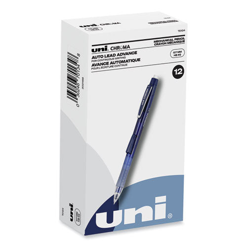 Image of uniball® Chroma Mechanical Pencil, 0.7 Mm, Hb (#2), Black Lead, Cobalt Barrel, Dozen