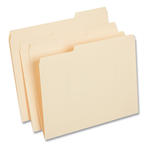 Image of Universal® Top Tab File Folders, 1/3-Cut Tabs: Assorted, Letter Size, 0.75" Expansion, Manila, 50/Box