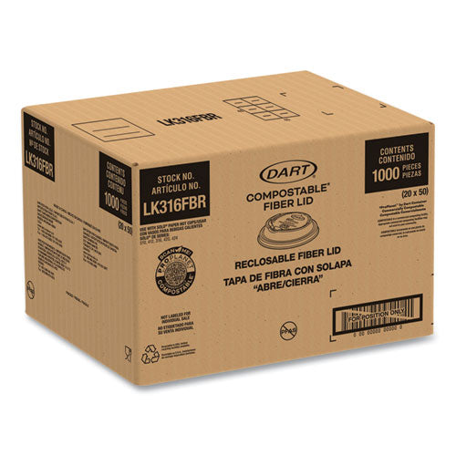 Image of Dart® Molded Fiber Lids for Paper Cups, ProPlanet Seal, Fits 10 oz to 24 oz Hot Cups, Tan, 1,000/Carton