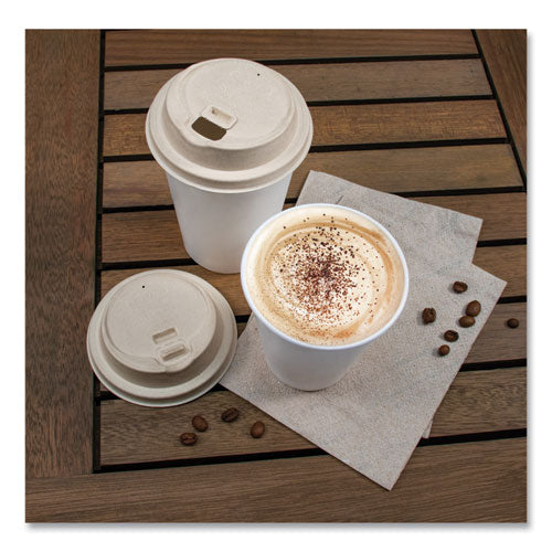 Image of Dart® Molded Fiber Lids for Paper Cups, ProPlanet Seal, Fits 10 oz to 24 oz Hot Cups, Tan, 1,000/Carton