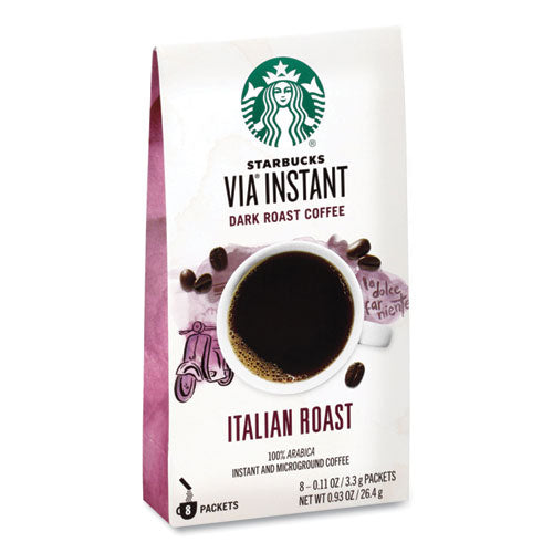 Image of Starbucks® VIA Ready Brew Coffee, 0.11 oz, Italian Roast, 8 Packets/Bag, 12 Bags/Carton