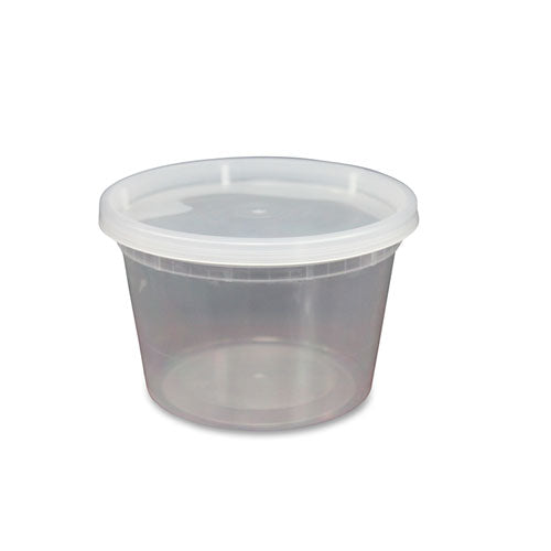 Image of GEN Plastic Deli Containers with Lid, 16 oz, Clear, Plastic, 240/Carton
