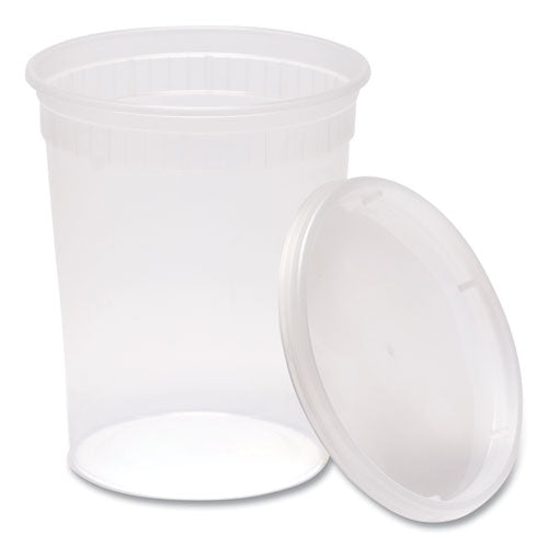 Image of GEN Plastic Deli Container with Lid, 32 oz, Clear, Plastic, 240/Carton