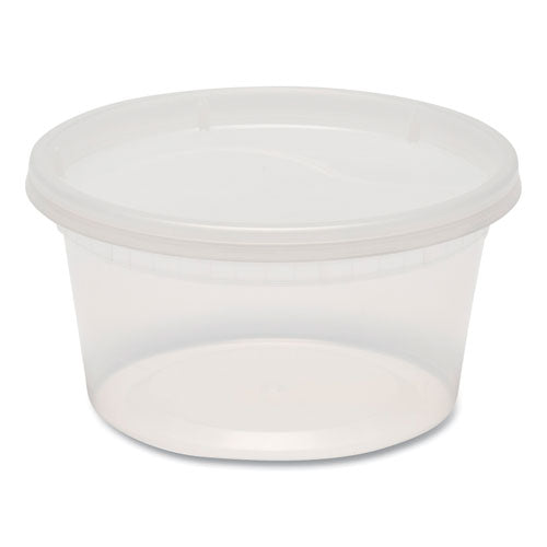 Image of GEN Plastic Deli Container with Lid, 12 oz, Clear, Plastic, 240/Carton