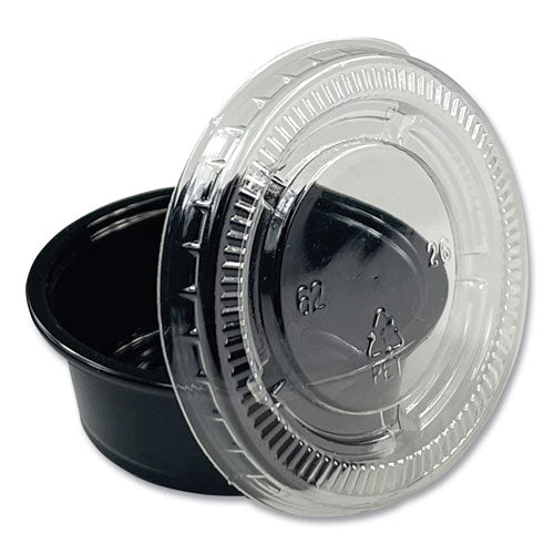 Image of Boardwalk® Souffle/Portion Cups, 1.5 oz, Plastic, Black, 2,500/Carton