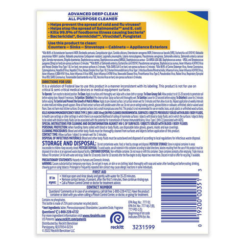 Image of Professional LYSOL® Brand Advanced Deep Clean All Purpose Cleaner, Lemon Breeze, 32 Oz Trigger Spray Bottle, 12/carton