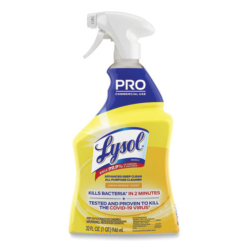 Image of Professional LYSOL® Brand Advanced Deep Clean All Purpose Cleaner, Lemon Breeze, 32 Oz Trigger Spray Bottle, 12/carton