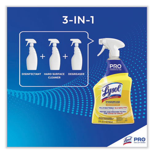 Image of Professional LYSOL® Brand Advanced Deep Clean All Purpose Cleaner, Lemon Breeze, 32 Oz Trigger Spray Bottle, 12/carton