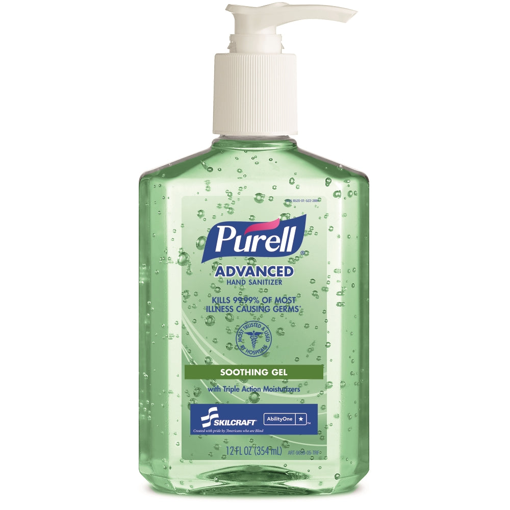 Image of Purell Skilcraft Advanced Hand Sanitizer Soothing Gel, 12 oz Pump Bottle