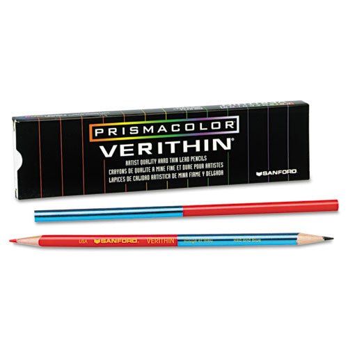 Image of Prismacolor® Verithin Dual-Ended Two-Color Pencils, 2 Mm, Blue/red Lead, Blue/red Barrel, Dozen