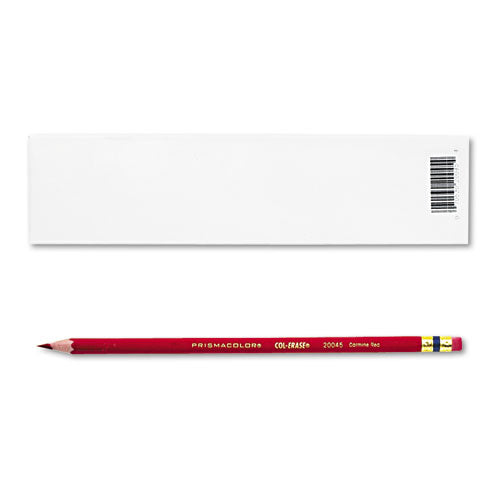 Image of Prismacolor® Col-Erase Pencil with Eraser, 0.7 mm, 2B, Carmine Red Lead, Carmine Red Barrel, Dozen