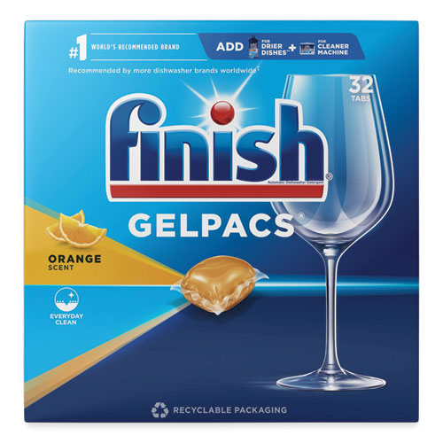 Image of FINISH® Dish Detergent Gelpacs, Orange Scent, Box Of 32 Gelpacs, 8 Boxes/carton