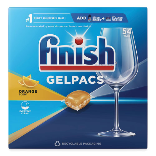 Image of FINISH® Dish Detergent Gelpacs, Orange Scent, 54/box